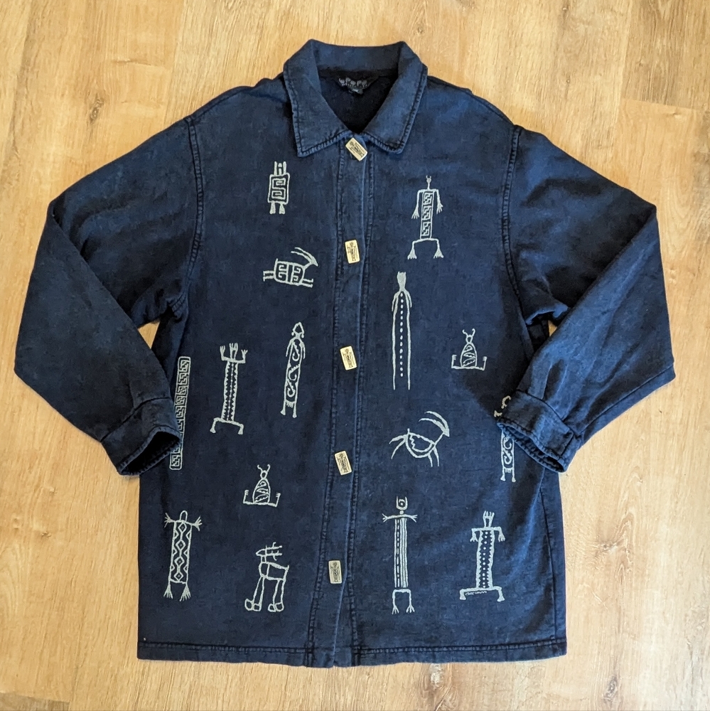 Vintage Bfofo Designs Women's XL Tribal Aztec Button Up Shaket